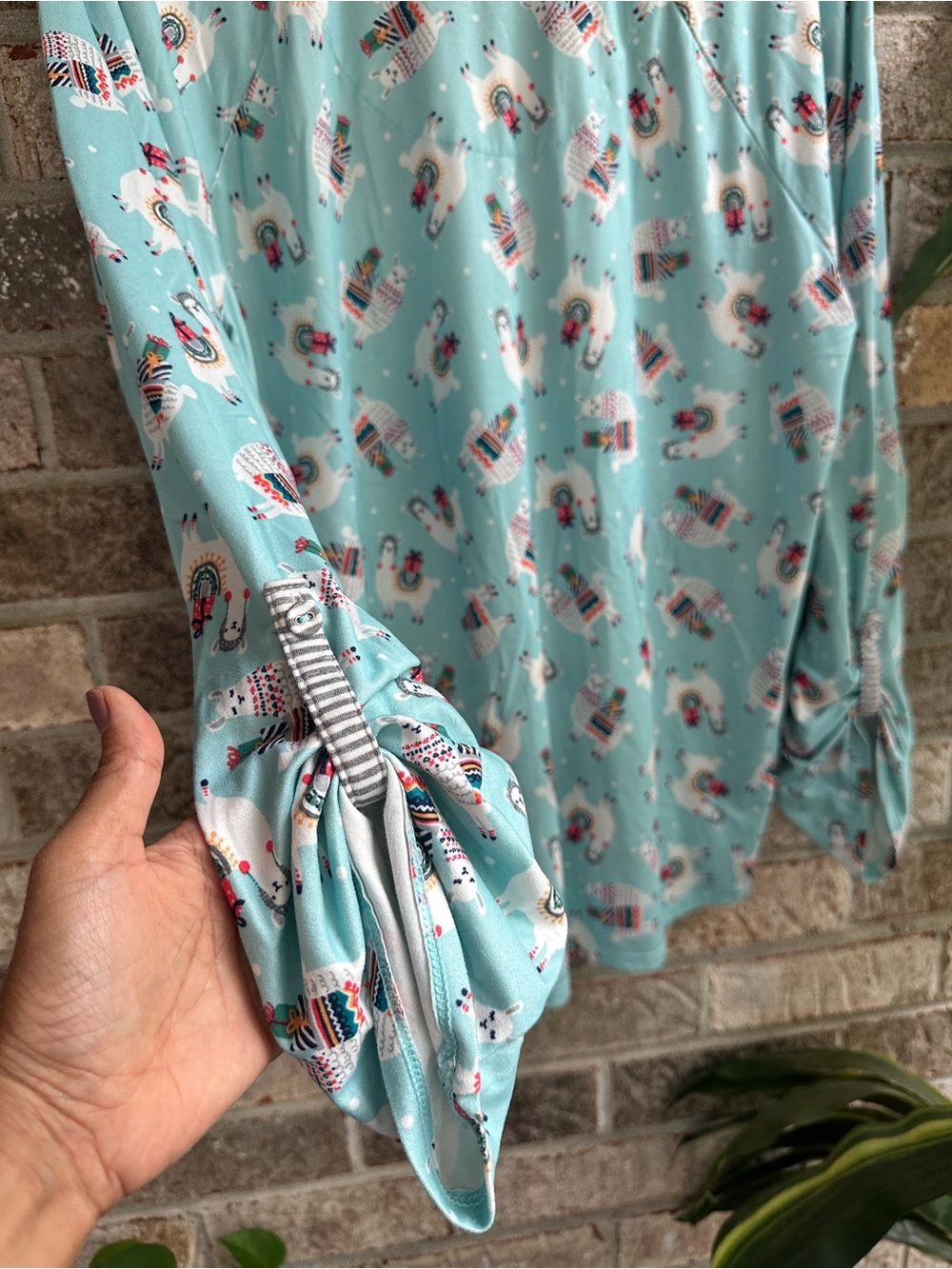 Soft Cozy Cuddl Duds Light Blue Holiday Llama Print Pajama Set Womens XL - Picture 4 of 9
